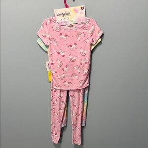 4 pc Magic Kids Pink Rainbow Unicorn Pajama Set